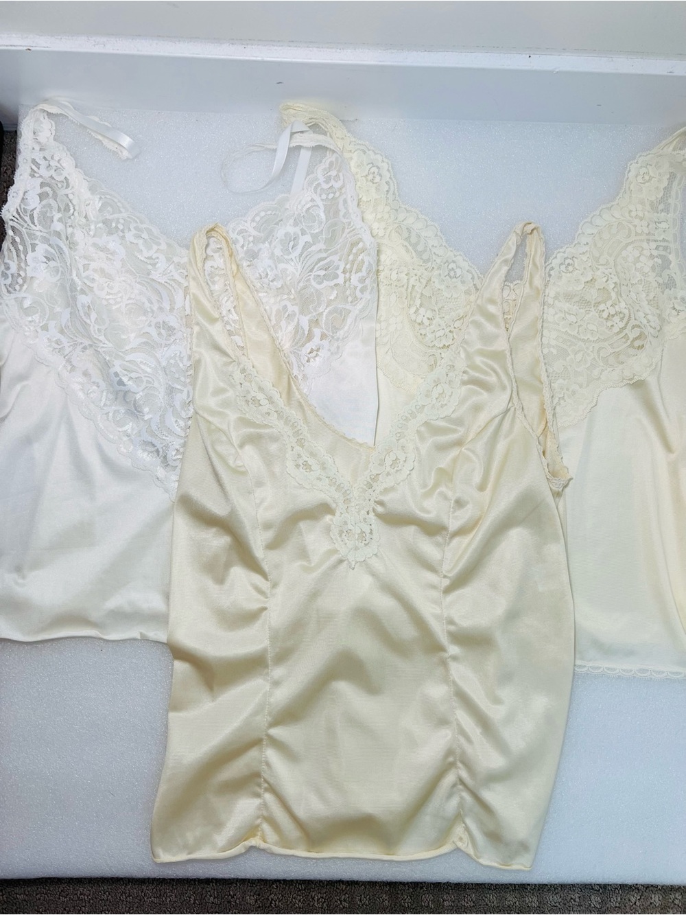 Vintage Lot of 3 Nylon/Lace Tank Tops S